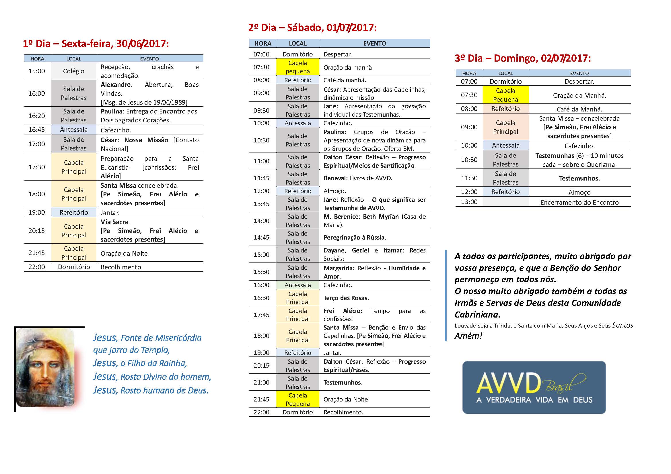 Encontro Nacional do Rio de Janeiro - Programação